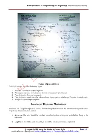 Basic principles of compounding and dispensing:prescription, labeling ...
