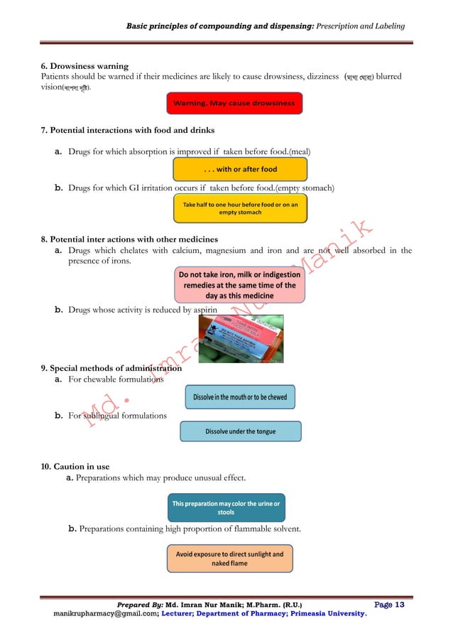 Basic principles of compounding and dispensingprescription, labeling