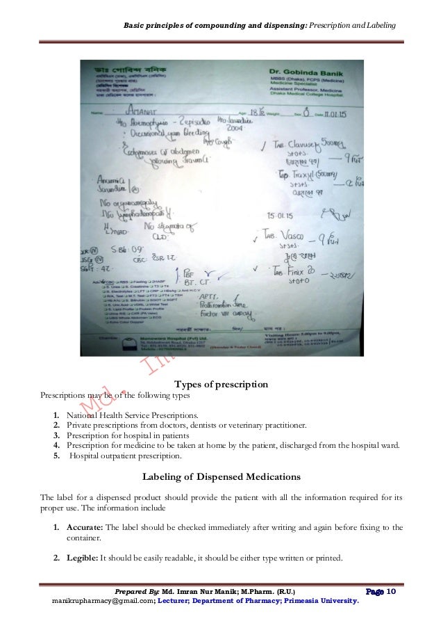 Basic principles of compounding and dispensingprescription, labeling…