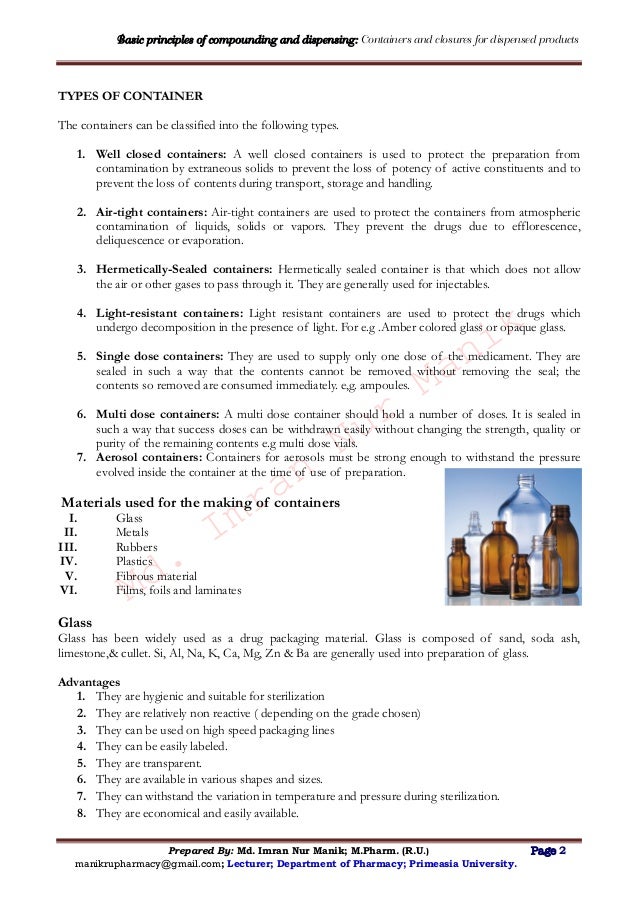 Basic principles of compounding and dispensingprescription, labeling…