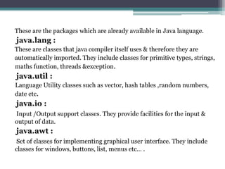 Packages in java | PPTX image.