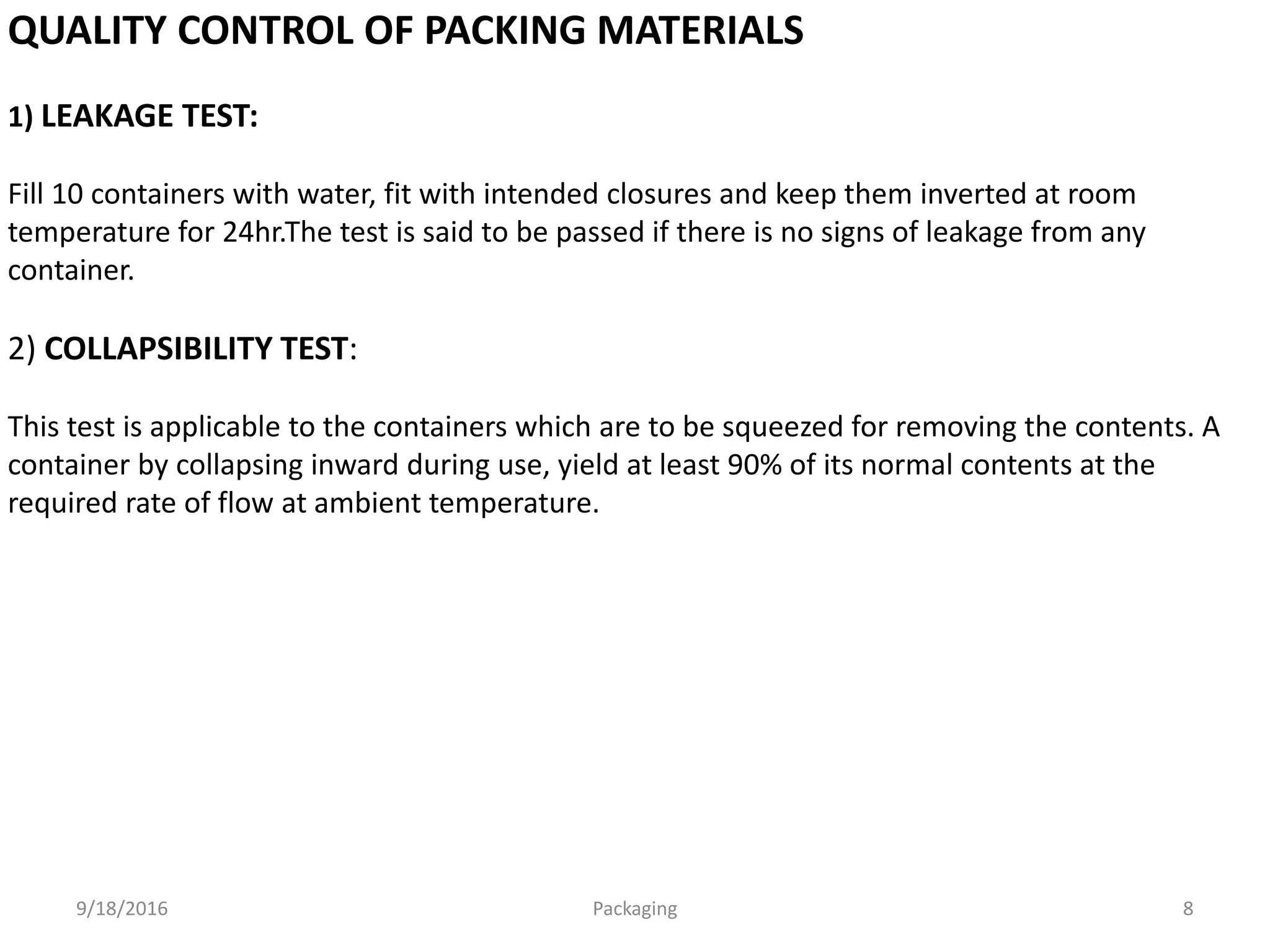 Testing of Packaging materials | PPTX