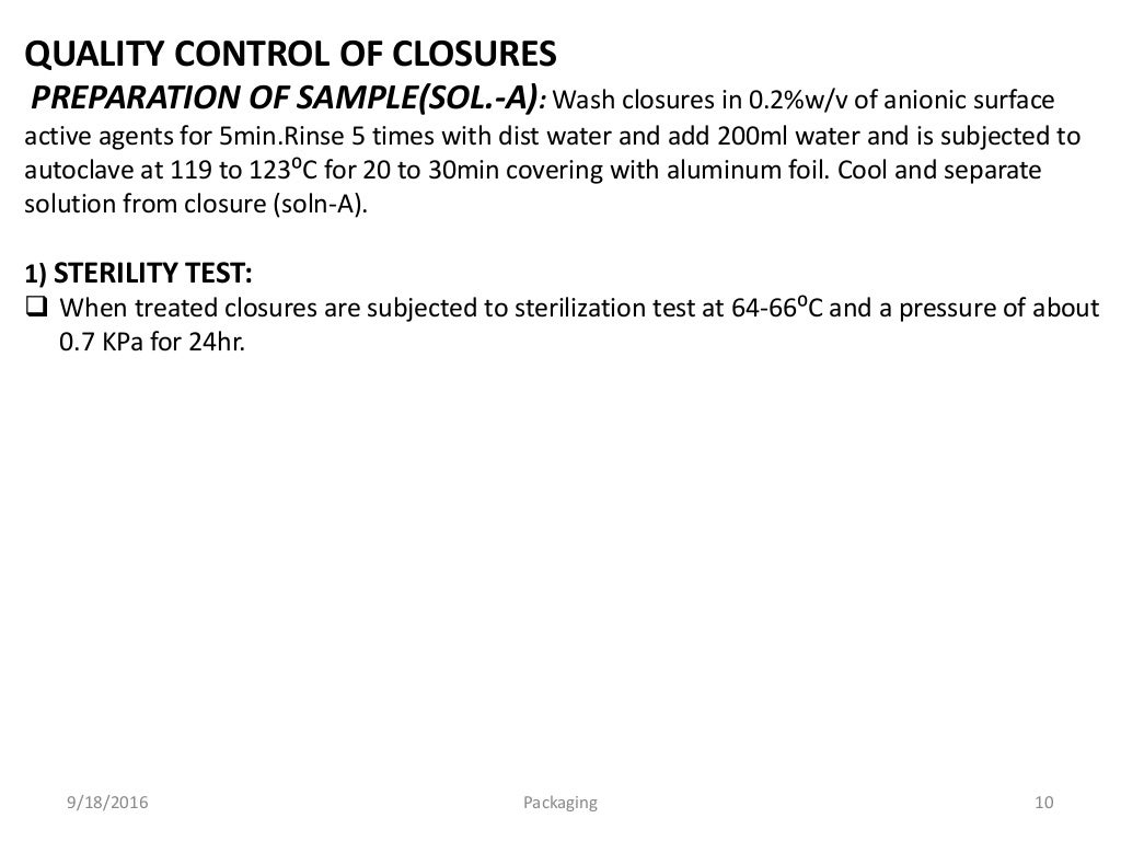 Testing of Packaging materials