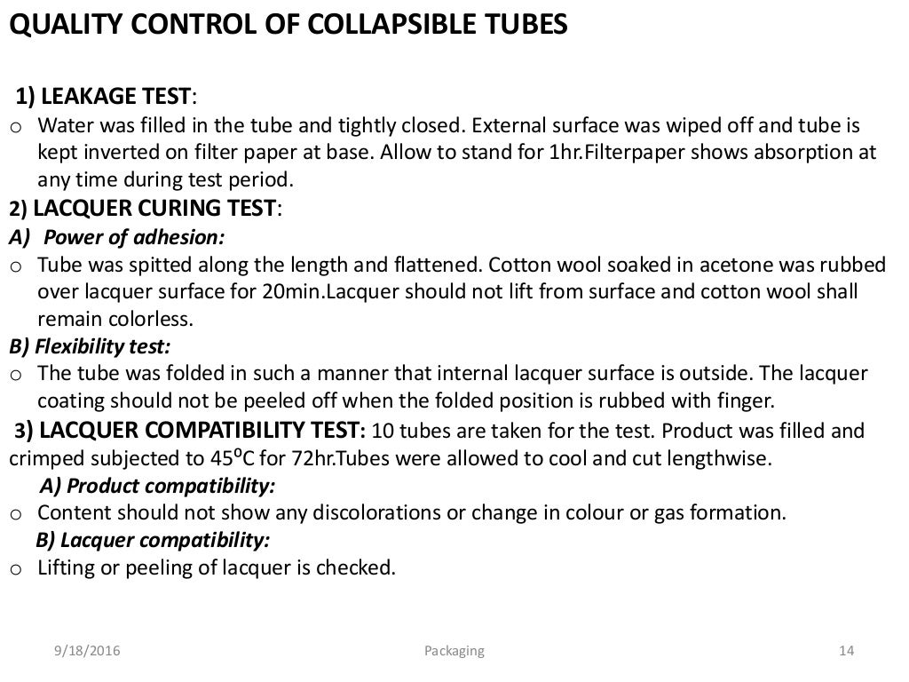 Testing of Packaging materials