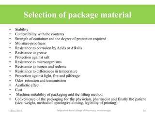 Packaging and Stability Requirements for Pharmaceuticals | PPT