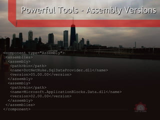 <ul>Powerful Tools - Assembly Versions </ul><ul><component type=&quot;Assembly&quot;>  <assemblies>   <assembly>    <path>...