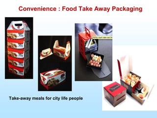 Convenience : Food Take Away Packaging
Take-away meals for city life people
 