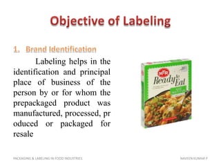 Packaging & labeling in food industries | PPSX