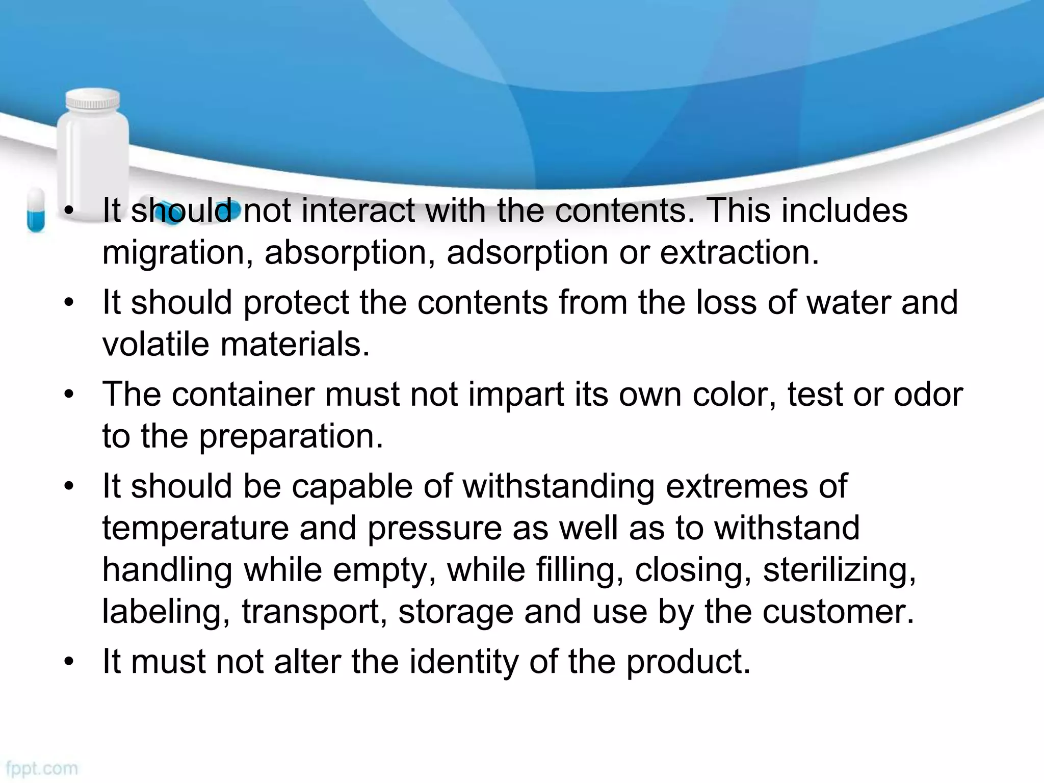 Basic principles of compounding and dispensing (Containers and closures ...