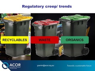 Regulatory creep/ trends
grantm@acor.org.au
 