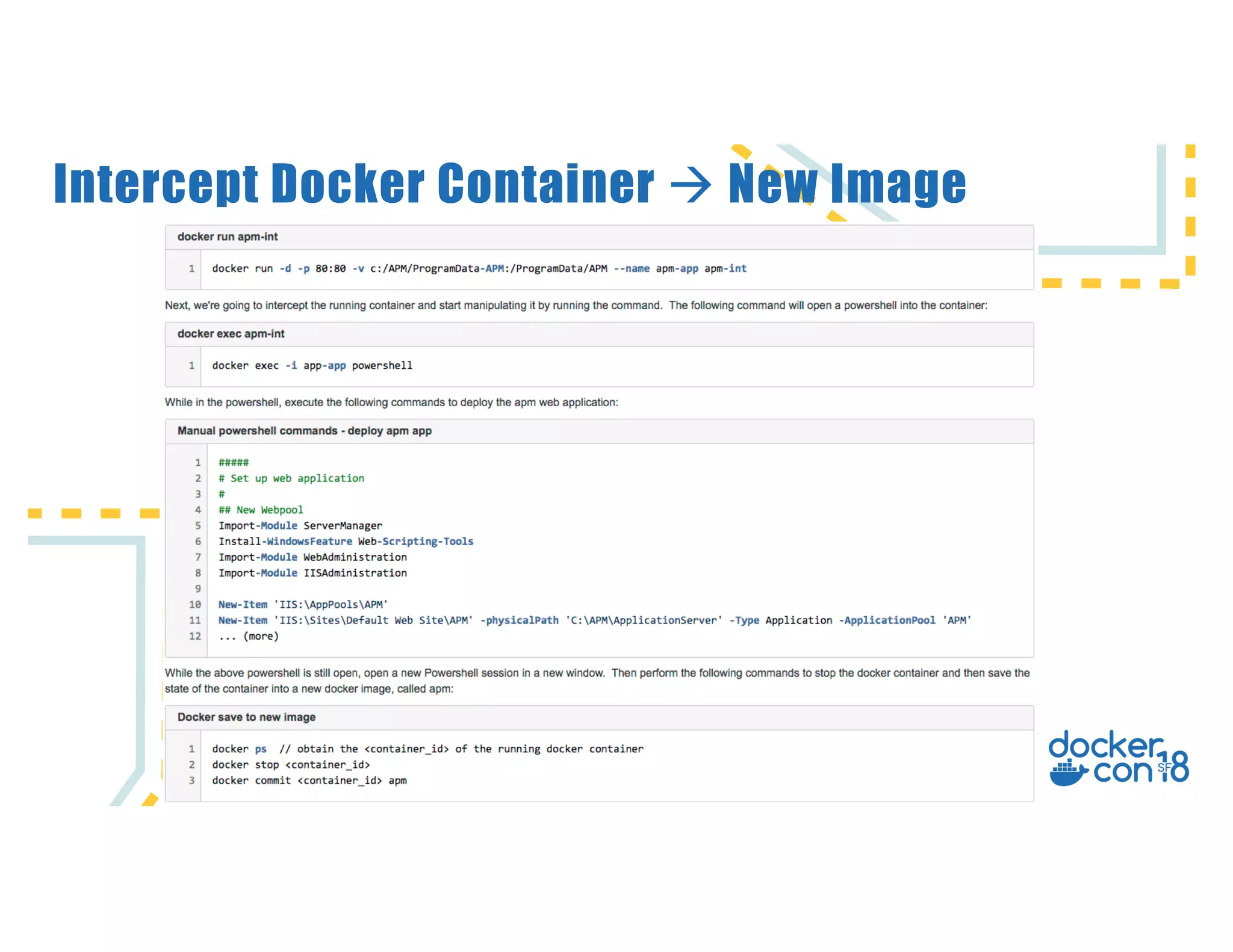 Intercept Docker Container à New Image
 