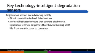 Key technology-intelligent degradation
sensors
Packaging value chain for pulses Dr Claire Sand 93
Degradation sensors are ...