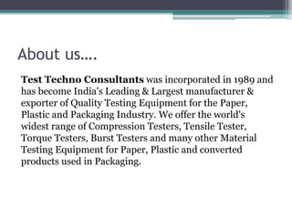 Packaging Testing Equipment - by PackTest | PPTX