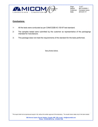 Packing Card Lab Report Format Packaging test report (sample) | PDF
