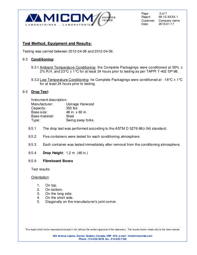 testing report template packaging test report sle testing report template packaging test report sle