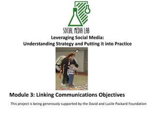 Leveraging Social Media:Understanding Strategy and Putting it into Practice Module 3: Linking Communications Objectives This project is being generously supported by the David and Lucile Packard Foundation 