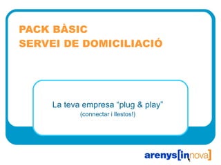 PACK BÀSIC  SERVEI DE DOMICILIACIÓ  La teva empresa “plug & play” (connectar i llestos!) 