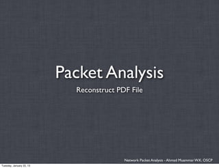 Packet Analysis
                            Reconstruct PDF File




                                          Network Packet Analysis - Ahmad Muammar W.K. OSCP
Tuesday, January 22, 13
 