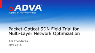 Packet-Optical SDN Field Trial for
Multi-Layer Network Optimization
Jim Theodoras
May 2016
 