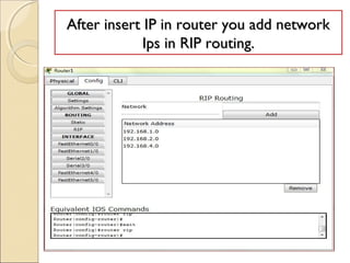 After insert IP in router you add network
Ips in RIP routing.