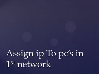 Assign ip To pc’s in
st network
1

 