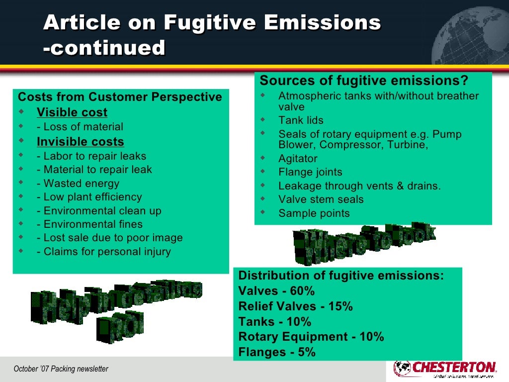 Article on Fugitive Emissions continued