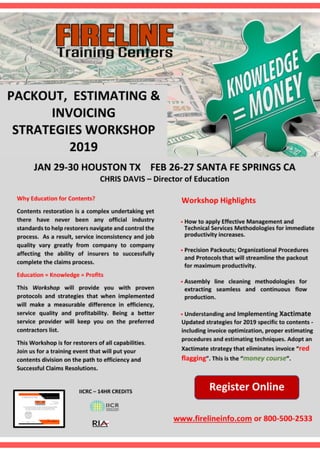 Packout , Estimating & Invoicing Stratergies Workshop 2019
