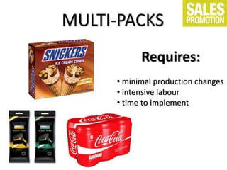 MULTI-PACKS
Requires:
• minimal production changes
• intensive labour
• time to implement
 