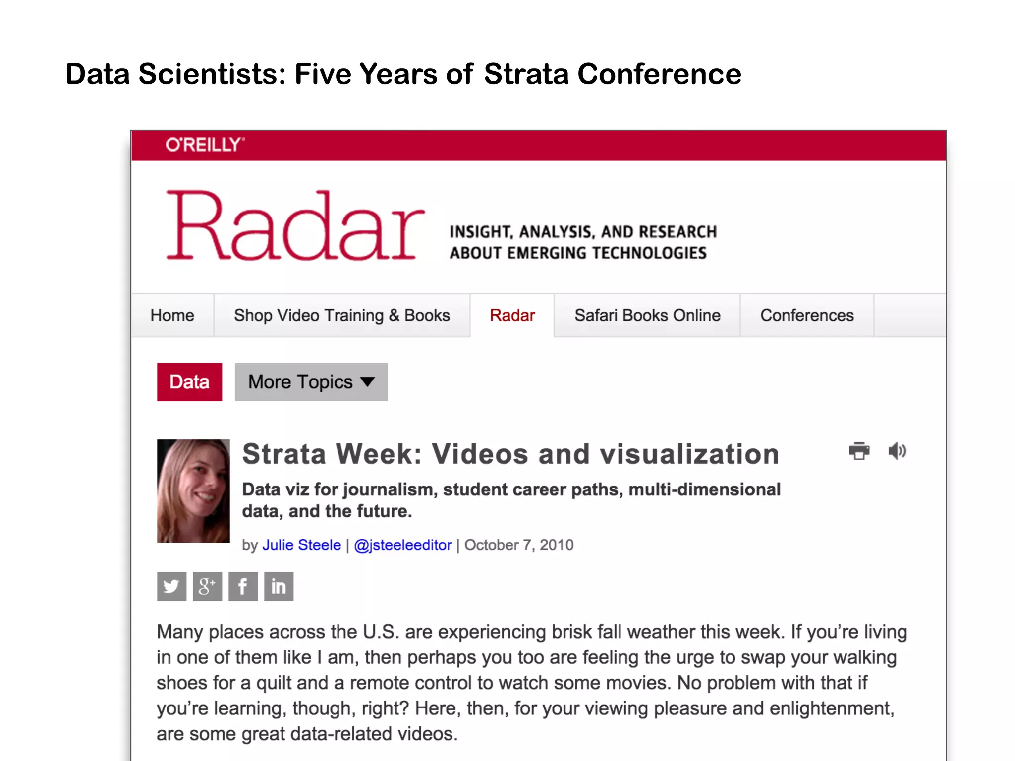 Data Scientists: Five Years of Strata Conference
 