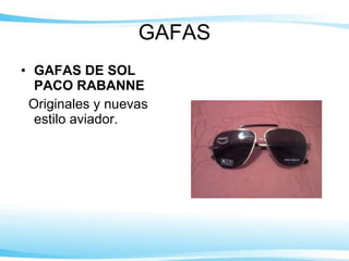 GAFAS GAFAS DE SOL PACO RABANNE  Originales y nuevas estilo aviador.  