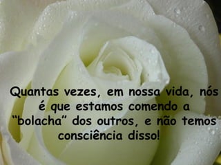 Quantas vezes, em nossa vida, nós é que estamos comendo a “bolacha” dos outros, e não temos consciência disso!  