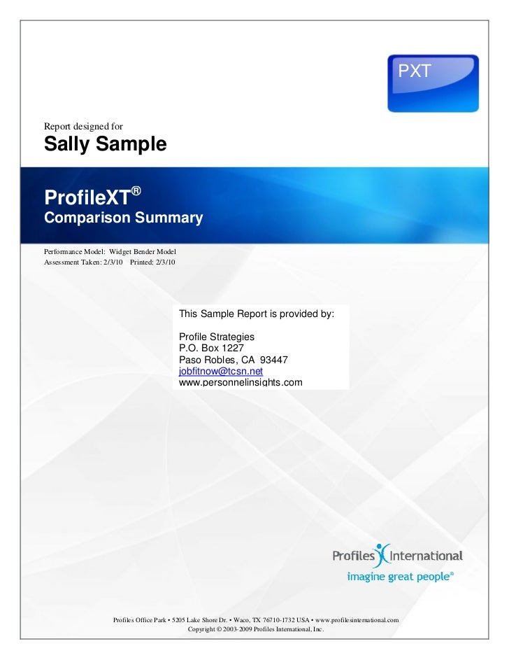 Profile Xt Comparison Summary