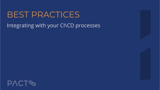 BEST PRACTICES
Integrating with your CICD processes
 