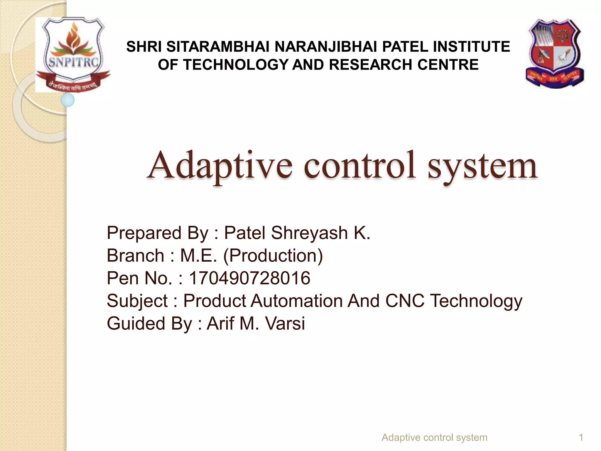 Adaptive Control System | PPTX