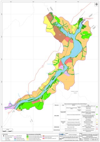 Ferrovia
Vitória-M
inas
BR-381
R
i
o
CorrenteGrande
Cór
regod
o
O
ito
CórregoBoa
S
ort
e
Córrego
Tavares
PERIQUITO
GOVERNADOR
VALADARES
SOBRÁLIA
FE
R
N
A
N
D
E
S
TO
U
R
IN
H
OA
LP
E
R
C
ATA
IAPU
Barramento do reservatório
UHE Baguari
Rio
Doce
Periquito
Senhora da Penha
Pedra Corrida
SZPA
SZPA
SZPA
SZPA
SZPA
SZPA
SZPA
SZPA
SZPA
SZPA
CórregoCaixaLarga
Córrego do Cemitério
Córrego do Saião
Córrego
do
Caparaó
Córrego Preto
Ribeirão
do
Bugre
BR-381
BR-381
PA Liberdade
PA Liberdade G
O
VER
NAD
O
R
VALADARES
PERIQ
UITO
IAPU
SOBRÁLIA
FERNANDES TOURINHO
Córrego Preto
SZPR
ZLT
ZLT
SZPR
SZCA
SZPR
SZPR
SZPR
SZAIS
SZEF
SZPR
SZPR
SZPR
SZCA
MZU
SZCA
ZLT
SZAIS
ZLT
SZPR
SZPR
SZEF
MZU
ZLT
MZU
SZPR
SZEF
SZCA
ZLT
SZPR
SZEF
SZEF
ZLT
SZCA
SZEF
SZEF
SZPR
Reflorestamento de
Seringal
SZPR
SZEF
SZCA
SZPR
SZCA
SZCA
SZPA
SZEF
ZLT
ZLT SZCA
SZCA
SZCA
SZCA
SZCA
SZCA
ZLT
ZLT
SZCA
SZEF
SZPA
790000 794000 798000 802000787600078800007884000788800078920007896000
µ
Convenções:
Barramento do reservatório
Ferrovia Vitória-Minas
Curso d'água
Limite municipal
Rodovia BR-381
Área de estudo
Infraestruturas da usina
Reservatório UHE Baguari
Macrozoneamento do PACUERA:
Sub-Zona de Preservação Ambiental (SZPA)
Sub-Zona de Conservação Ambiental (SZCA)
Sub-Zona de Produção Rural (SZPR)
Sub-Zona de Extrativismo Florestal (SZEF)
Sub-Zona Agrícola de Interesse Social (SZAIS)
Núcleos Urbanos (MZU)
Zona de Lazer/Esporte e Turismo (ZLT) Dezembro/2014
Macrozoneamento
Socioambiental do Plano Ambiental Baguari
Plano Ambiental de Conservação e Uso do Entorno
do Reservatório da UHE Baguari (PACUERA)
Projeção: UTM - 23S
Datum: WGS - 84
Consórcio UHE Baguari
Conforme layout
Conteúdo:
Assunto:Cliente:
Fonte:
Município:
Data:Responsável
técnico:
Trabalho de campo (agosto 2008), IBGE e ANA, imagem de
satélite, planta topográfica fornecida pelo cliente
Marcela Teixeira Lopes Silva - CREA n. 110.760/D
1:30.000
0 0,5 1 1,5
Km
Macrozona Zona Área
APP e Ilhas do Reservatório e APPs do curso
d'águas afluentes
Patrimônio
Cultural
Quando aplicável
Áreas de pasto sujo nas quais a vegetação
natural começou a se restabelecer,
apresentando-se atualmente em vários
estágios sucessionais
Áreas agricolas
Áreas de pastagem
Reflorestamento de eucalípto
Reflorestamento de Seringal
PA Liberdade
Área com o corpo mineral
URBANA(MZU)
Mancha urbana e áreas de possíveis de
expansão urbana
4,7% da Área de Entorno do PACUERA
Áreas de SZPA que não apresentam
vegetação nativa
Macrozoneamento Socioambiental do Plano Ambiental Baguari
Área de Recuperação Ambiental (ARA)
ZONAS ESPECIAIS
Núcleos urbanos (MZU)
Zona de Lazer/Esporte e Turismo (ZLT)
Zona de Proteção
Ambiental (ZPA)
Zonas de Usos
Econômicos
(ZUE)
Reserva Legal
Áreas com fragmentos florestais interligados
em APPs ou isolados a serem conservadas
e/ou recuperadas
RURAL (MZR)
SubZona de Preservação Ambiental
(SZPA)
Patrimônio
Natural
Subzona
SubZona de Conservação Ambiental (SZCA)
SubZona de Produção Rural (SZPR)
SubZona de Extrativismo Florestal (SZEF)
SubZona Agrícola de Interesse Social (SZAIS)
SubZona de Extrativismo Mineral (SZEM)
-
-
-
-
 