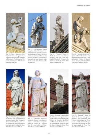 124
PATRIMÓNIO DE GAIA NO MUNDO
Fig. 10 - Figura alegórica vidra-
da de branco com apontamen-
tos à mão livre a azul, atribuída
à Fábrica de Cerâmica das De-
vezas, Furadouro. Foto Sónia
Cardoso/ PRU16.
Fig. 13 - “A união faz a força”,
figura vidrada de branco com
apontamentos à mão livre a azul,
atribuída à Fábrica de Cerâmi-
ca das Devezas, cidade de Ovar.
Foto Sónia Cardoso/PRU16.
Fig. 11 - “O Salteador”, figura
alegórica vidrada de branco com
apontamentos à mão livre a azul,
produzida pela Fábrica de Cerâ-
mica das Devezas. O nome da
peça e da fábrica encontram-se
marcados na base da peça, cida-
de de Ovar. Foto Sónia Cardo-
so/ PRU16.
Fig. 14 - “Saúde”, figura vidrada
de branco com apontamentos a
azul, produzida pela Fábrica de
Cerâmica das Devezas. O nome
da fábrica e da figura encontra-se
marcado na base, cidade de Ovar.
Foto Sónia Cardoso/PRU16.
Fig. 12 – “Neptuno”, figura vi-
drada de branco com aponta-
mentos à mão livre a azul, atri-
buída à Fábrica de Cerâmica das
Devezas, cidade de Ovar. Foto
Sónia Cardoso/PRU16.
Fig. 15 - “Marinha”, figura vi-
drada de branco com aponta-
mentos à mão livre a azul, atri-
buída à Fábrica de Cerâmica
das Devezas, cidade de Ovar.
Foto Sónia Cardoso/PRU16.
Fig. 16 - “Bondade”, figura vidra-
da de branco com apontamentos
à mão livre a azul, produzida pela
Fábrica de Cerâmica das Deve-
zas. O nome da fábrica encontra-
-se estampilhado a azul na base
da figura, cidade de Ovar. Foto
Sónia Cardoso/PRU16.
Fig. 17 - “Amizade“, figura vi-
drada de branco com aponta-
mentos a azul, produzida pela
Fábrica de Cerâmica das Deve-
zas. O nome da fábrica e da figu-
ra encontra-se marcado na base
da peça, cidade de Ovar. Foto
Sónia Cardoso/PRU16.
 