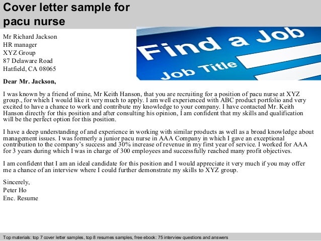 Sample cover letter for pacu nurse