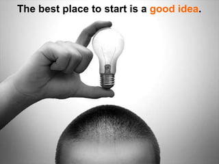 The best place to start is a  good idea . 