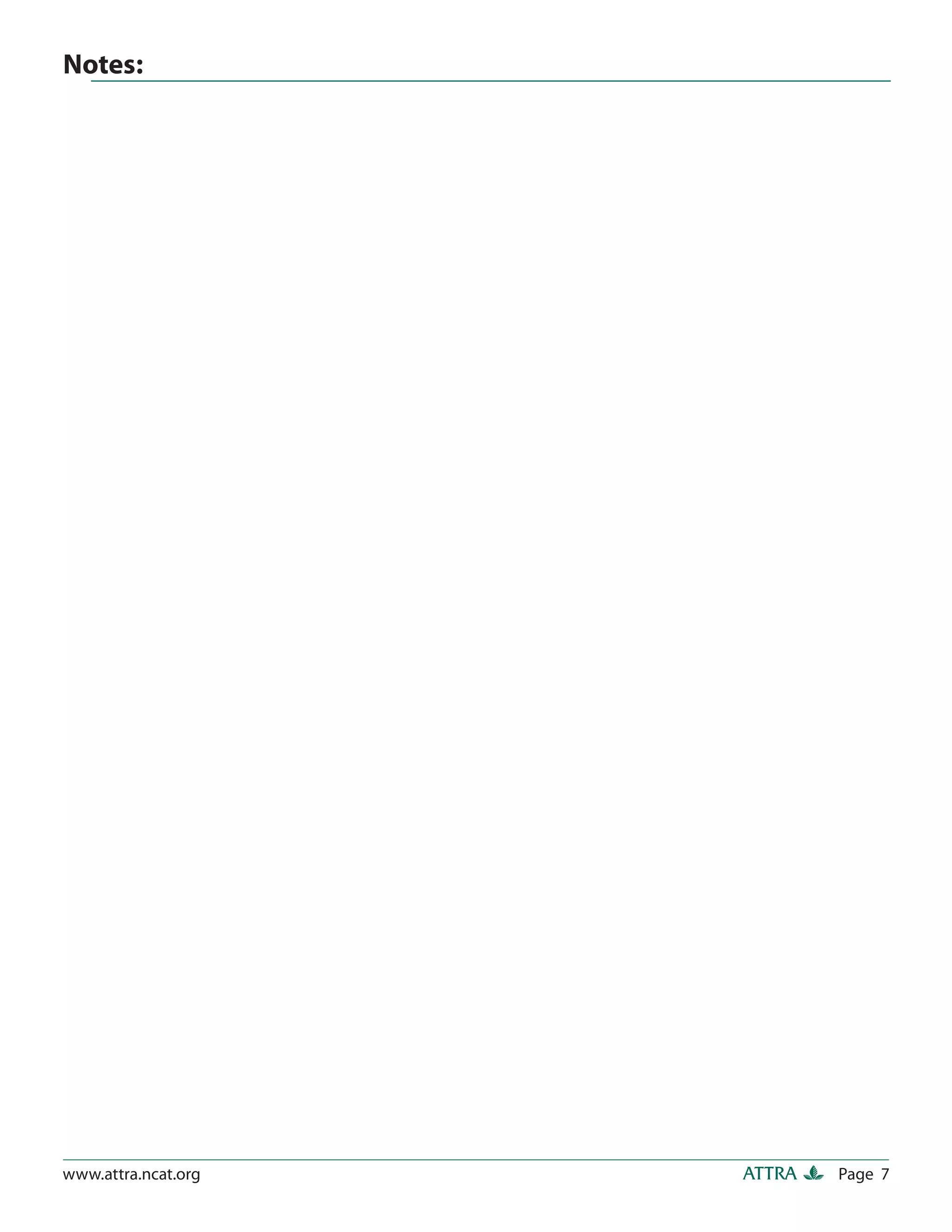 Notes:




www.attra.ncat.org   ATTRA   Page 7
 