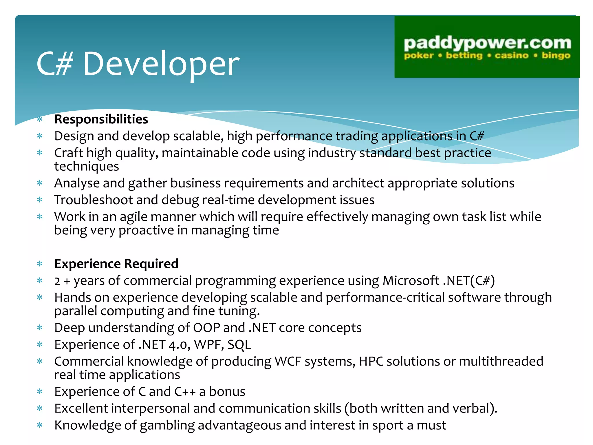 Paddy Power Open Roles | PPT