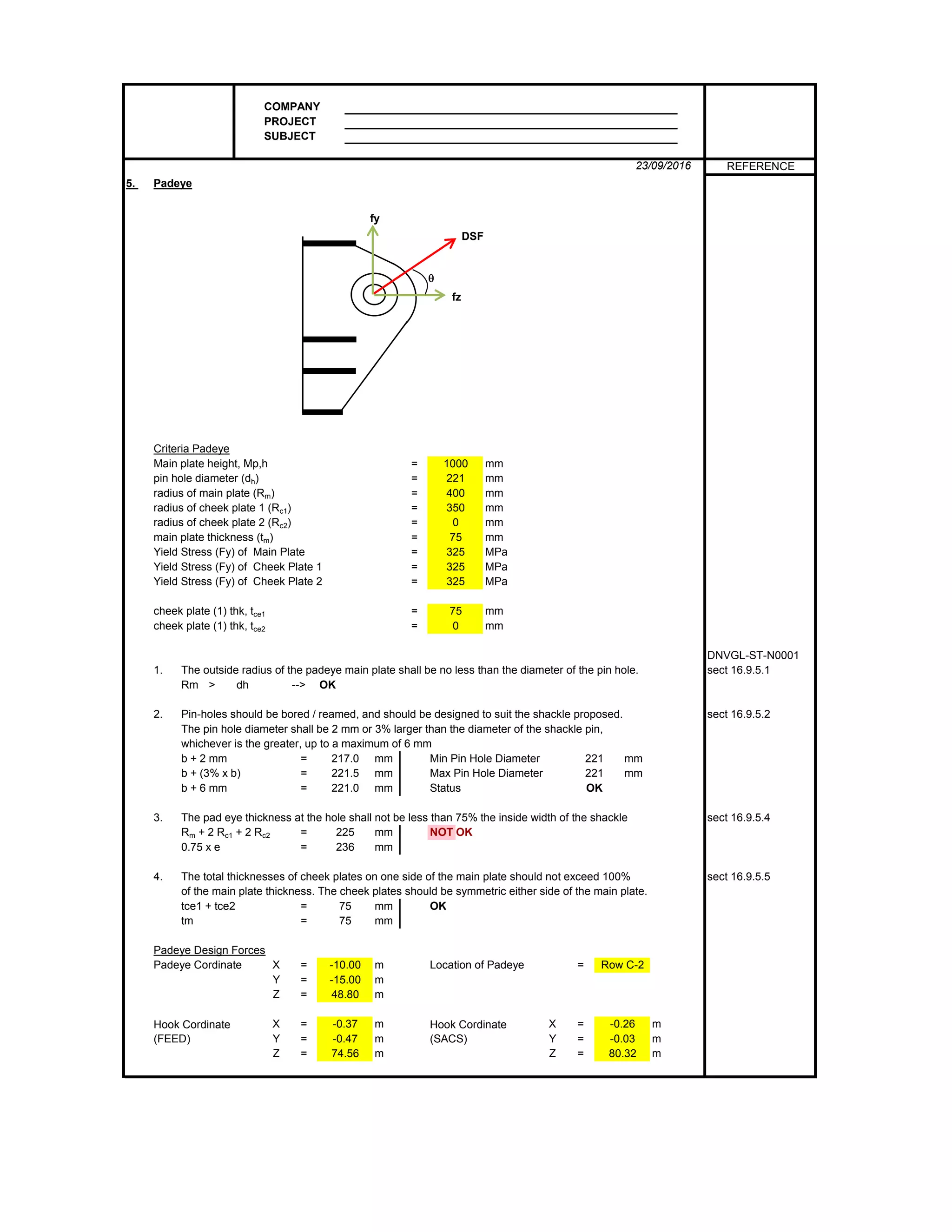 Padeye Calculation Example PDF Padeye Calculation Example PDF