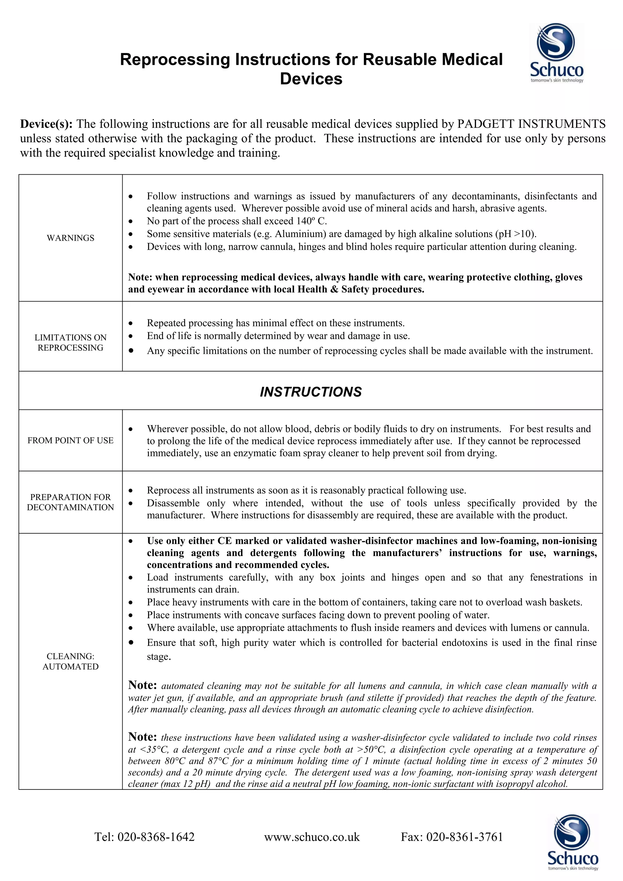 Padgett Instruments Cleaning Instructions | PDF