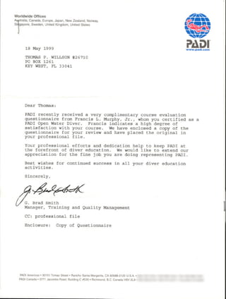 Padi Letter 18 May99