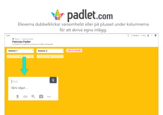 Eleverna dubbelklickar varsomhelst eller på plusset under kolumnerna
för att skriva egna inlägg.
.com
 