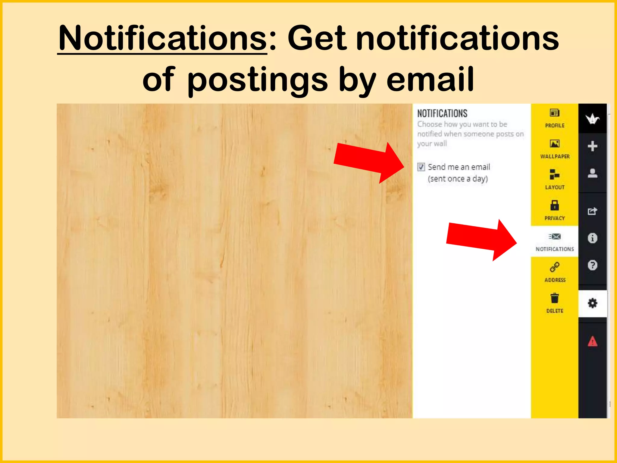 Notifications: Get notifications
of postings by email

 