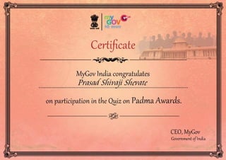 Padma awards certificate