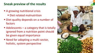 Agri-food systems, diets and nutrition: micro-level evidences with a gender perspective from selected locations in India