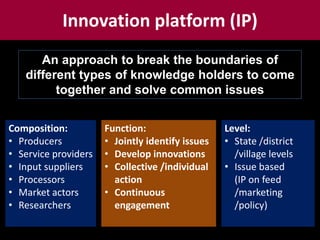 Scaling out research through innovation platforms (The MilkIT and imGoat projects, India)