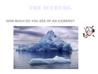THE ICEBERG

HOW MUCH DO YOU SEE OF AN ICEBERG?
 