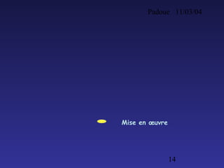 Padoue 11/03/04
14
Mise en œuvre
 